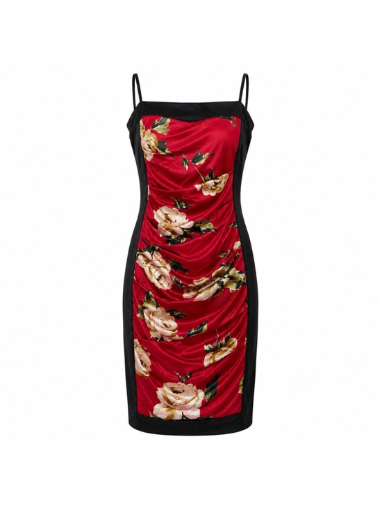 Cache Dresses & Skirts - Cache Y2K Silk Asian Inspired Floral Form Fitted Midi Dress 6